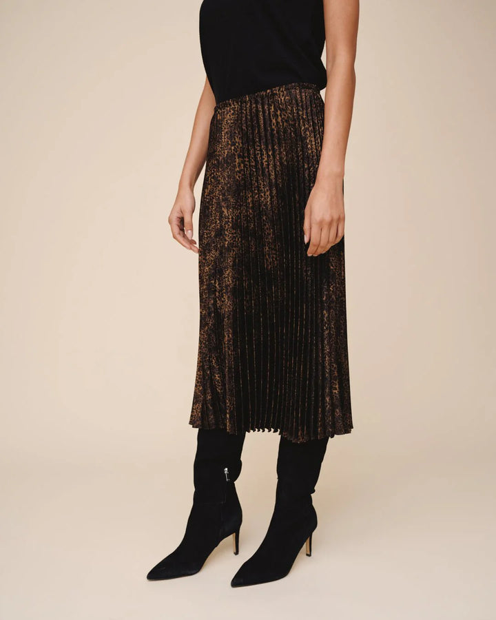 PLEATED MAXI LENGTH SKIRT (MICRO LEOPARD) - BELLA DAHL