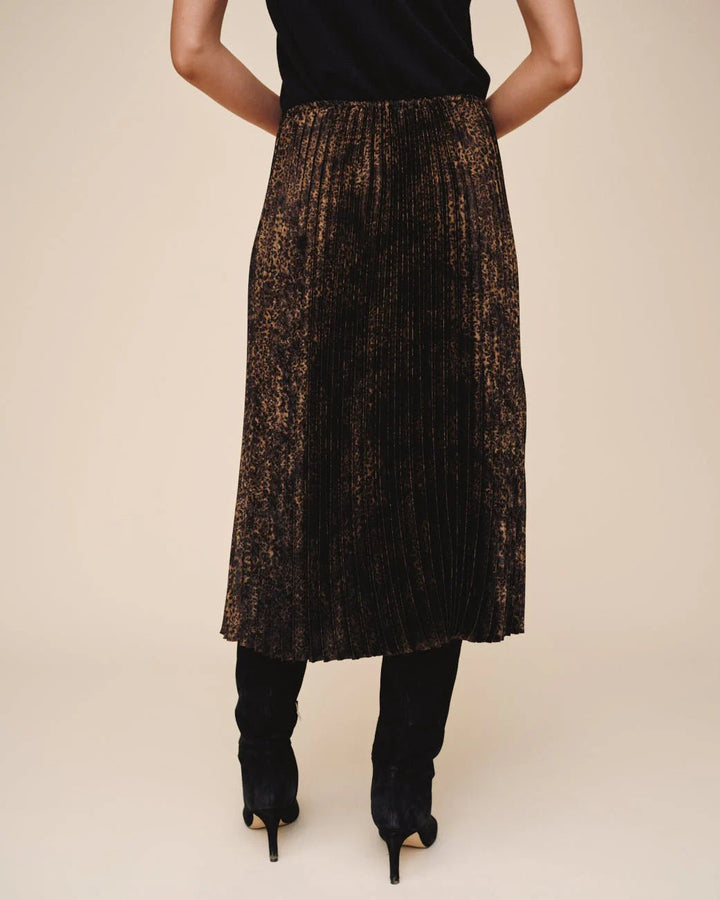PLEATED MAXI LENGTH SKIRT (MICRO LEOPARD) - BELLA DAHL