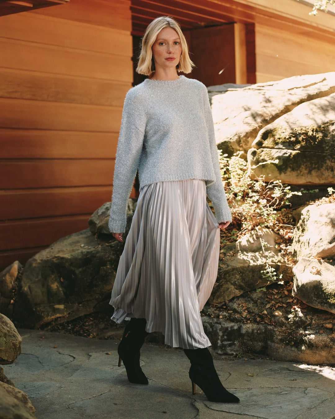 PLEATED SKIRT (SILVER SHIMMER) - BELLA DAHL