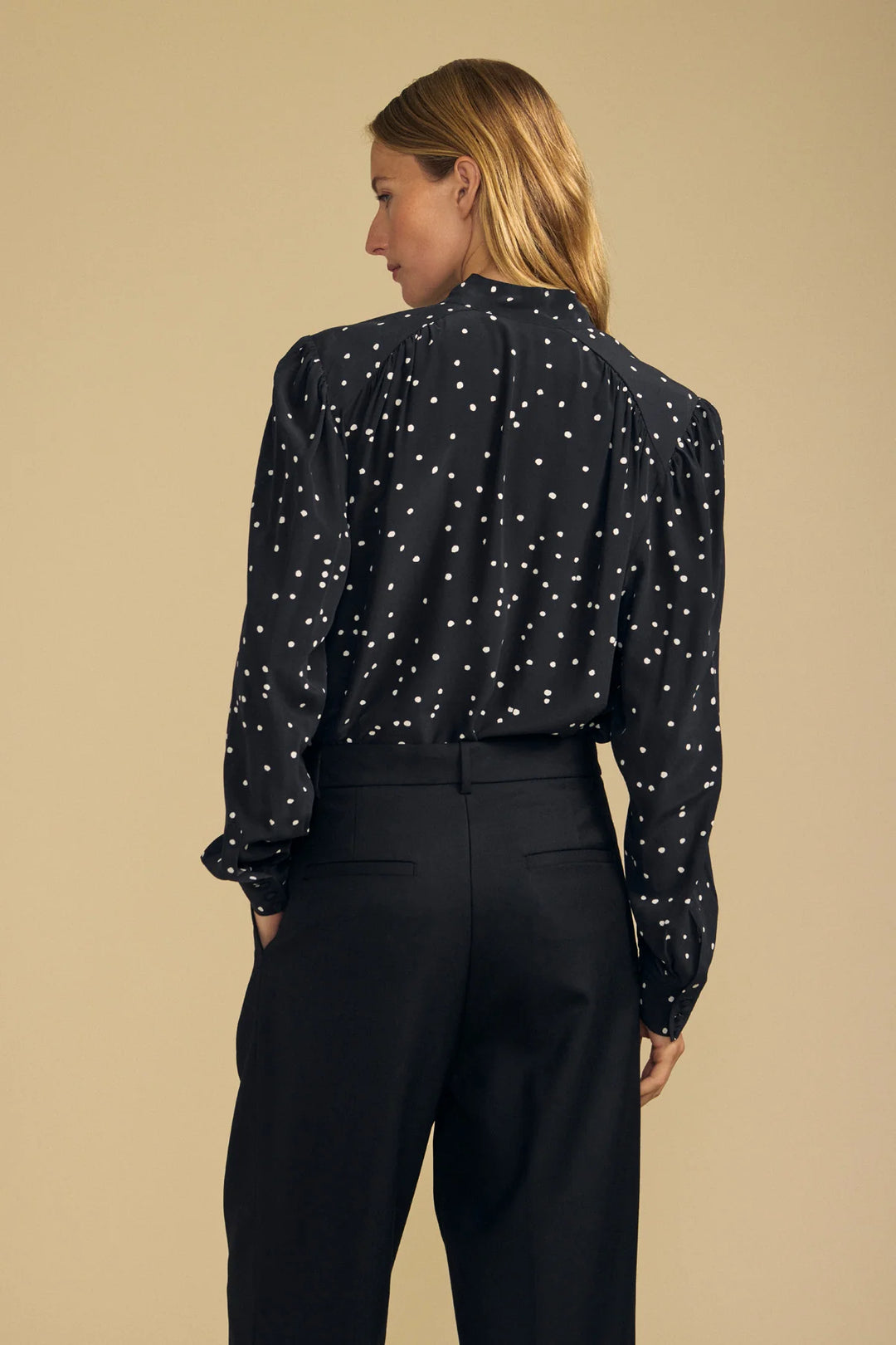 ALMA POLKA DOT PRINT TOP (BLACK) - VELVET