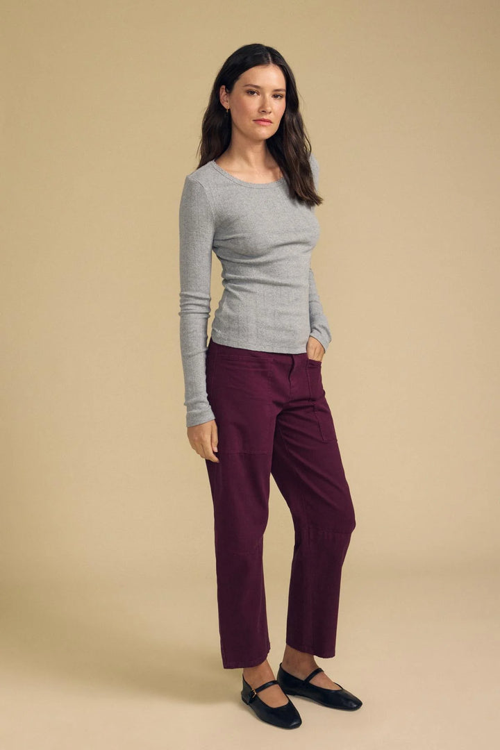 MIRIAM POINTELLE RIB TOP (HEATHER GREY) - VELVET