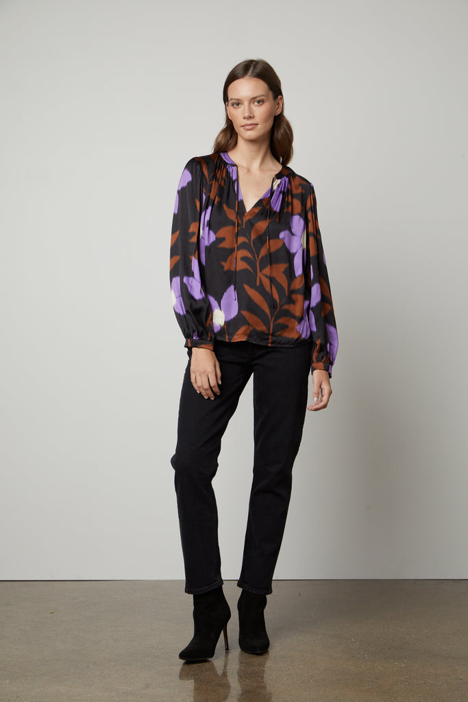ISRA PRINTED SATIN BLOUSE - VELVET