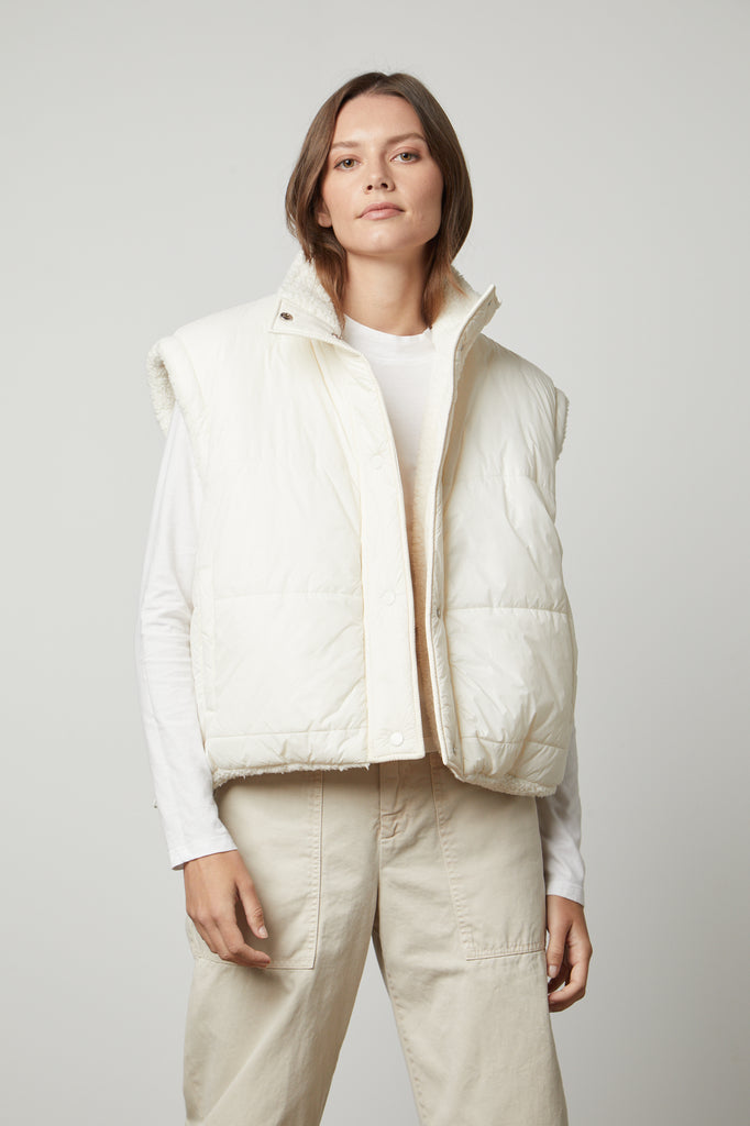 ALICIA PUFFER SHERPA VEST (ECRU) - VELVET