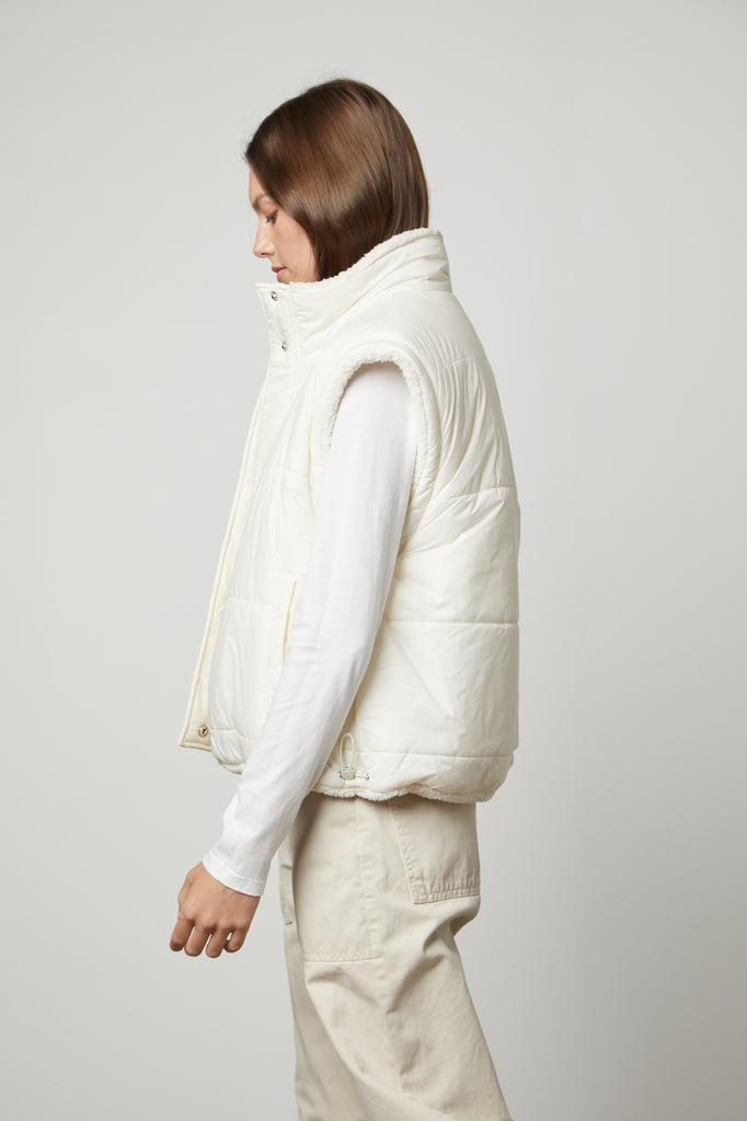 ALICIA PUFFER SHERPA VEST (ECRU) - VELVET