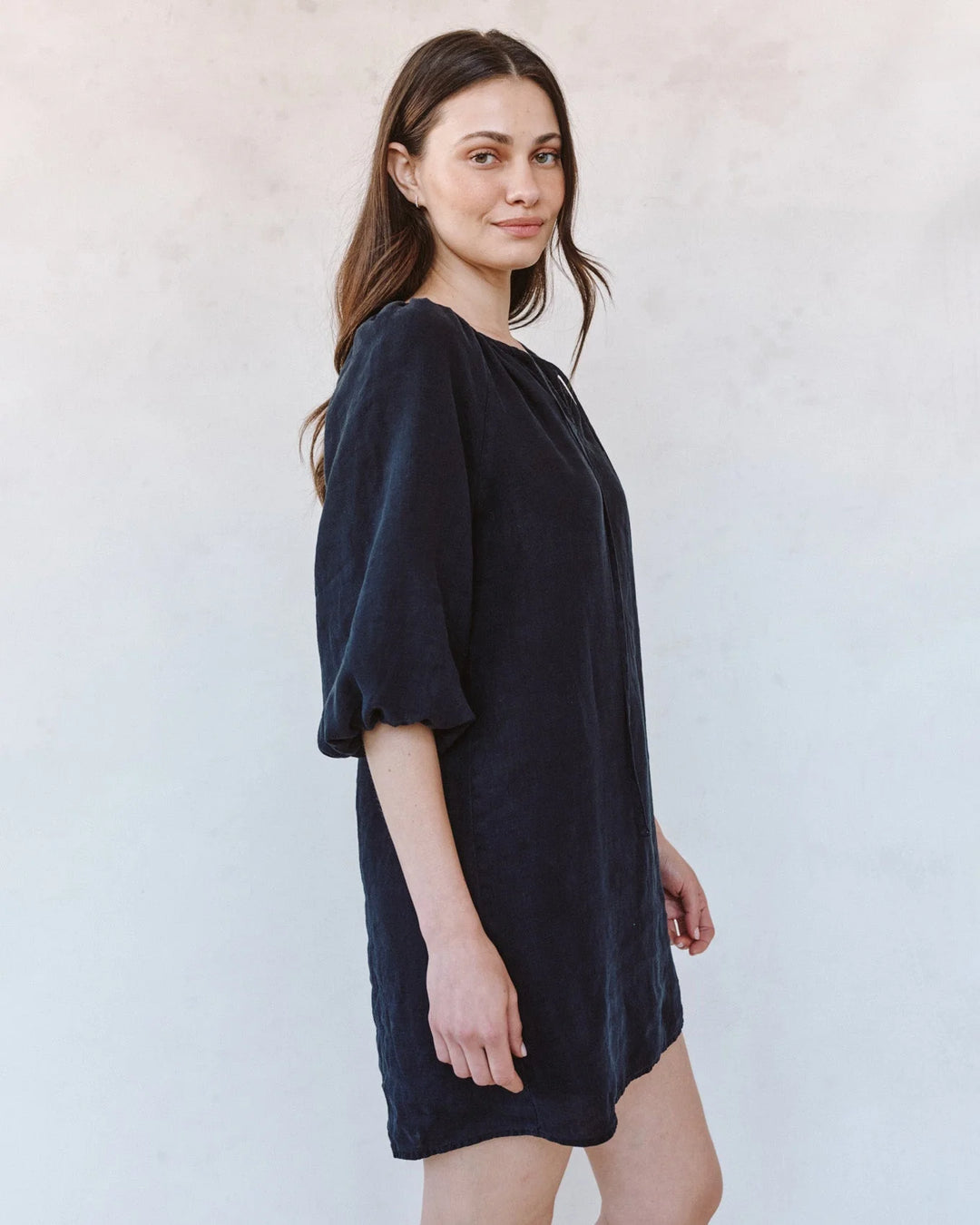 PULLOVER PUFF SLEEVE DRESS (BLACK) - BELLA DAHL