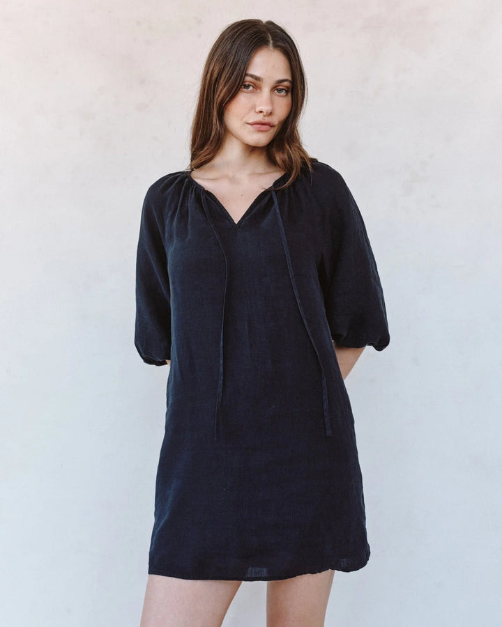 PULLOVER PUFF SLEEVE DRESS (BLACK) - BELLA DAHL