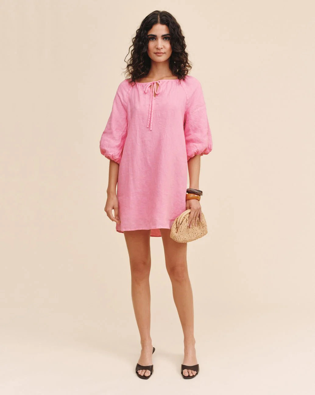 PULLOVER PUFF SLEEVE DRESS (ROSE BLUSH) - BELLA DAHL