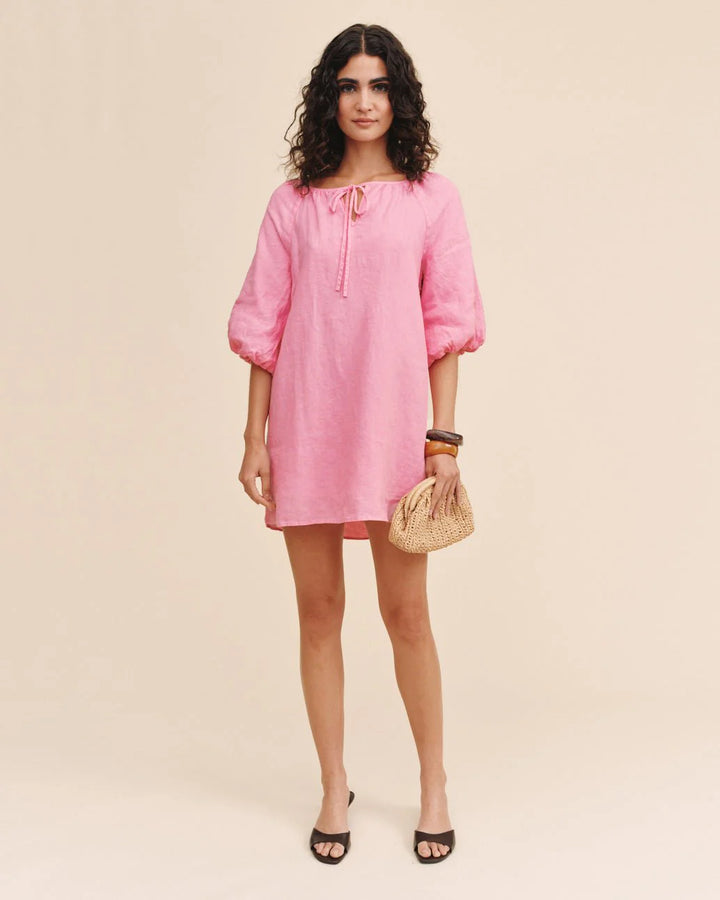 PULLOVER PUFF SLEEVE DRESS (ROSE BLUSH) - BELLA DAHL