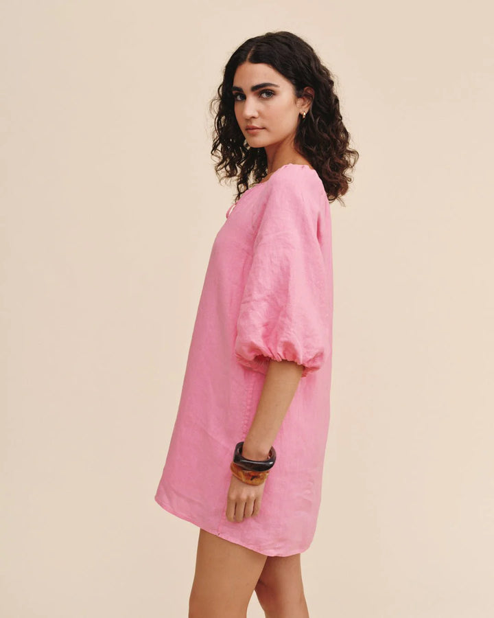 PULLOVER PUFF SLEEVE DRESS (ROSE BLUSH) - BELLA DAHL