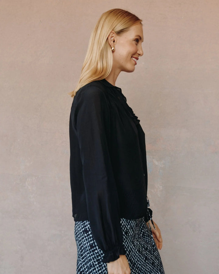 RAGLAN RUFFLE BLOUSE (BLACK) - BELLA DAHL