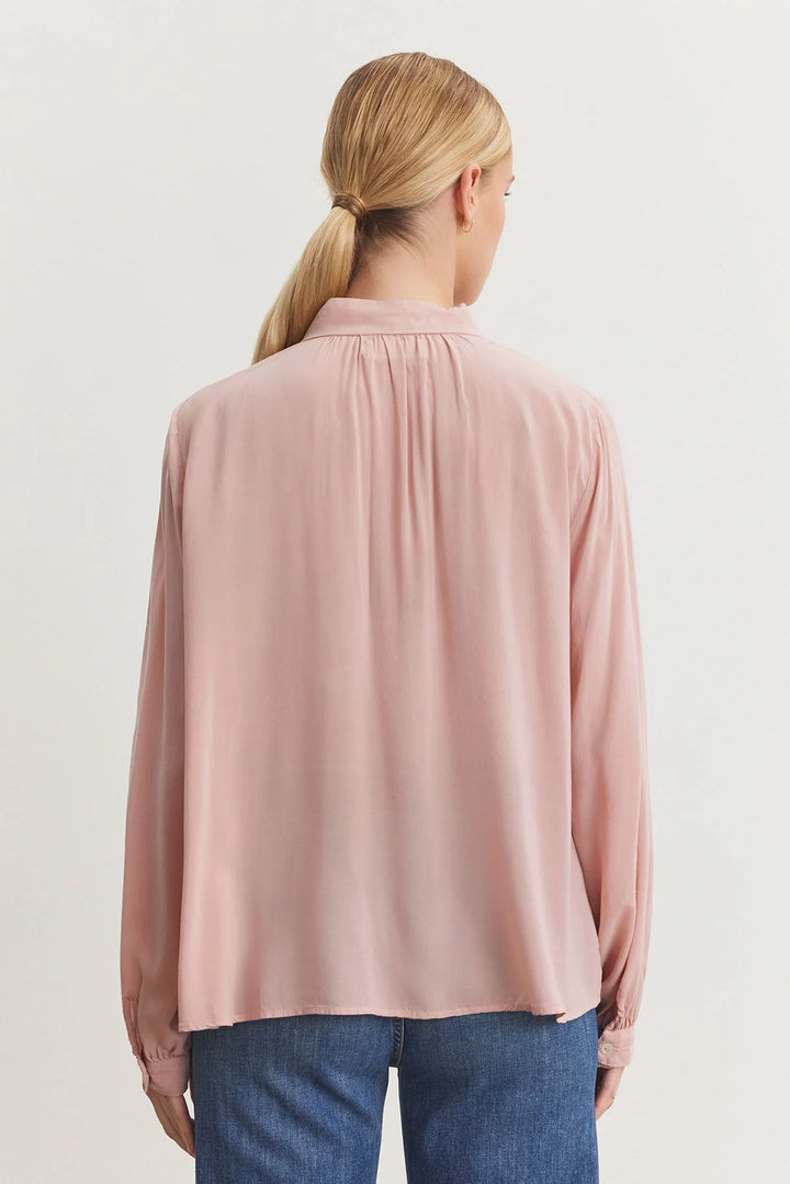 GABRIELLE TIE NECK BLOUSE - VELVET