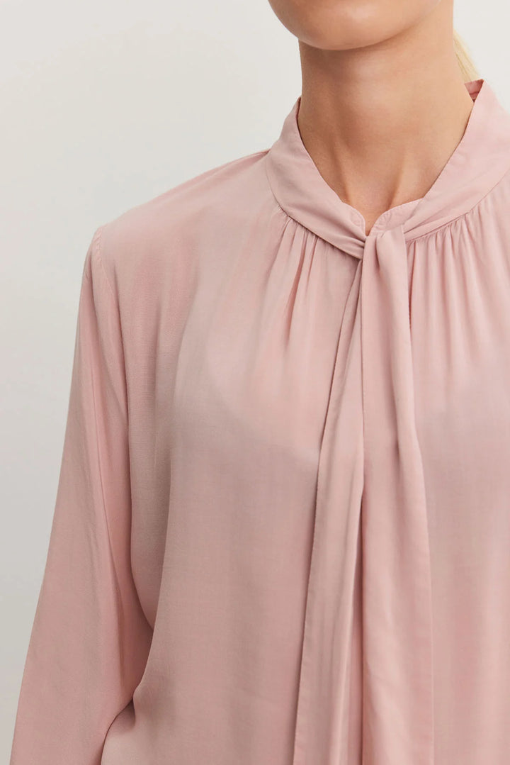 GABRIELLE TIE NECK BLOUSE - VELVET