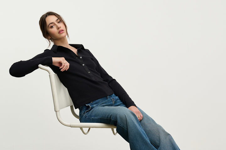 ARVINE RIB & POPLIN MIX MEDIA TOP - VELVET