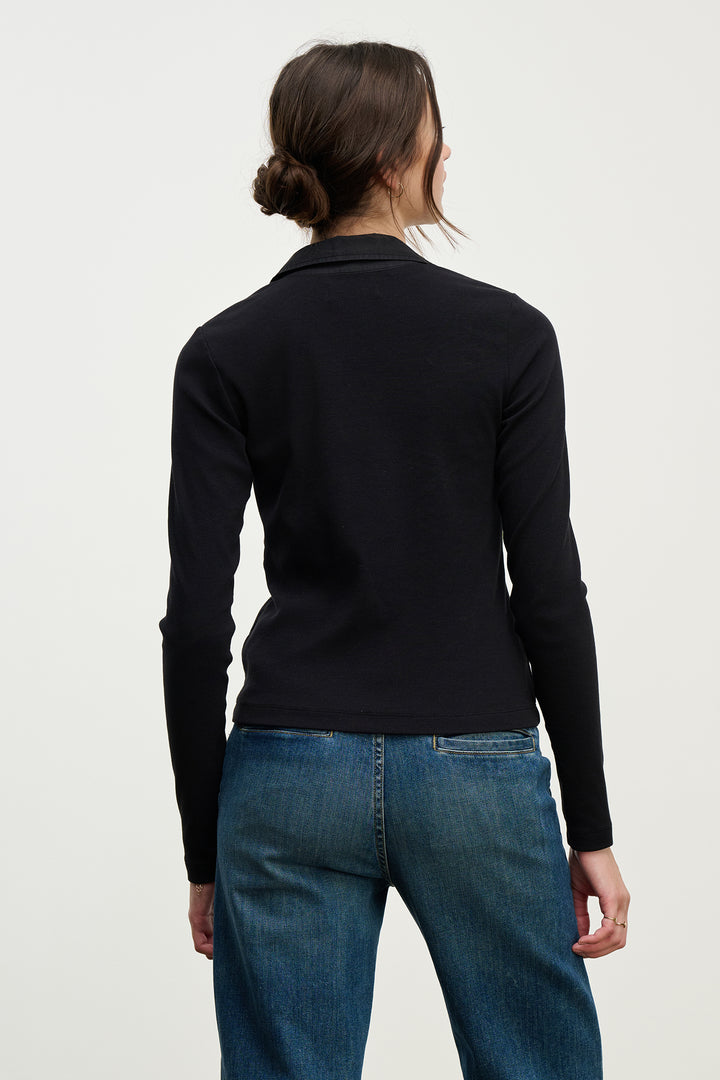 ARVINE RIB & POPLIN MIX MEDIA TOP - VELVET