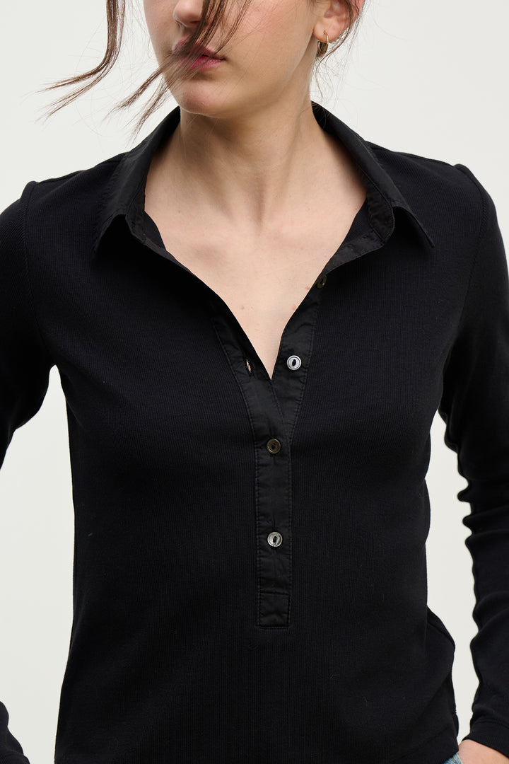 ARVINE RIB & POPLIN MIX MEDIA TOP - VELVET