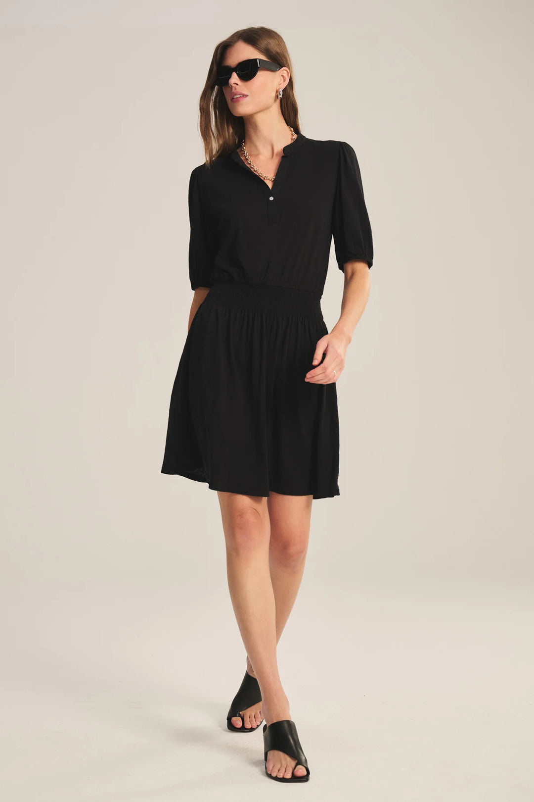 RIDLEY COTTON SLUB DRESS (BLACK) - VELVET