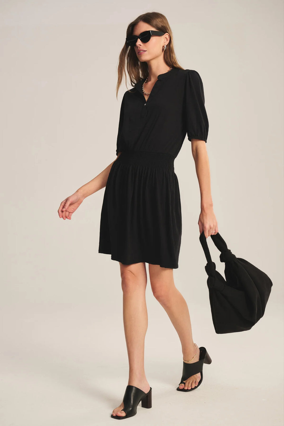 RIDLEY COTTON SLUB DRESS (BLACK) - VELVET