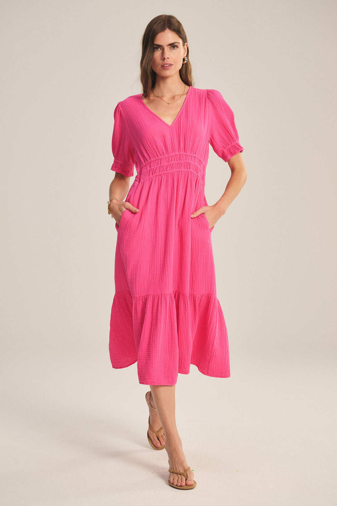 RIVELLE COTTON GAUZE DRESS (RASPBERRY) - VELVET