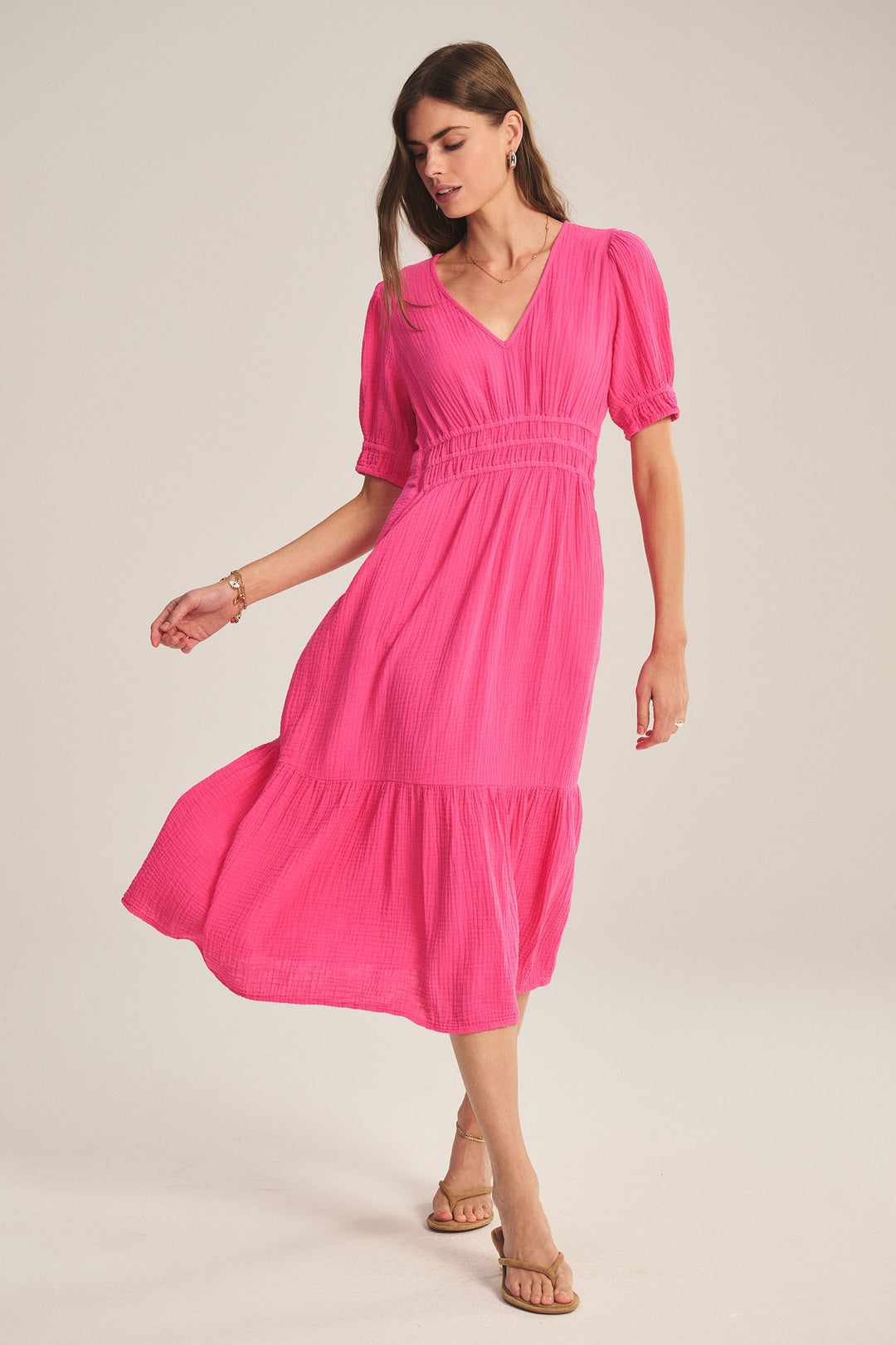 RIVELLE COTTON GAUZE DRESS (RASPBERRY) - VELVET