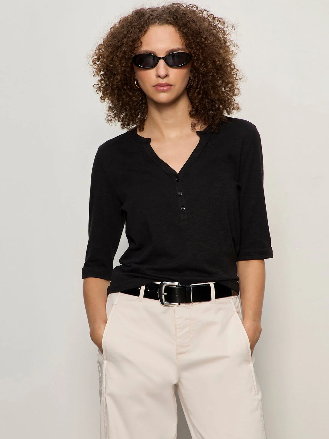 ROLLED SLEEVE TEE (BLACK) - SANCTUARY