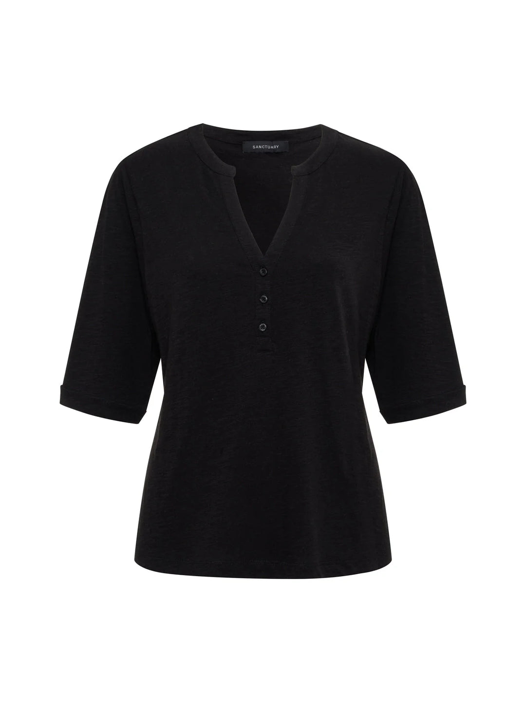 ROLLED SLEEVE TEE (BLACK) - SANCTUARY