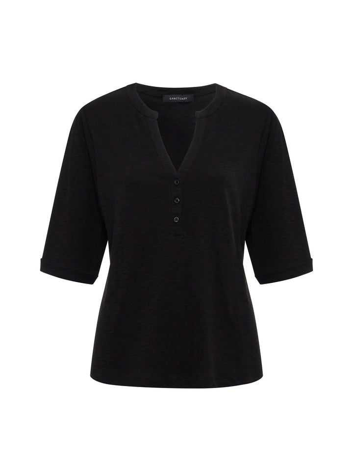 ROLLED SLEEVE TEE (BLACK) - SANCTUARY