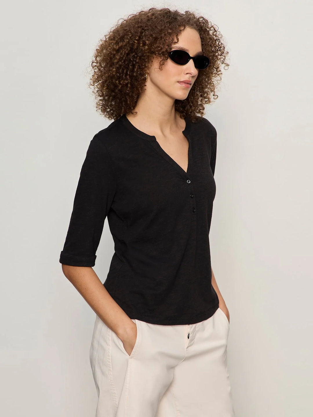 ROLLED SLEEVE TEE (BLACK) - SANCTUARY