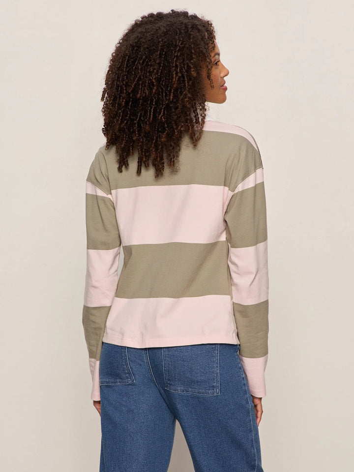 RUGBY TIE FRONT TEE (OXYGEN PINK/OLIVE) - SANCTUARY