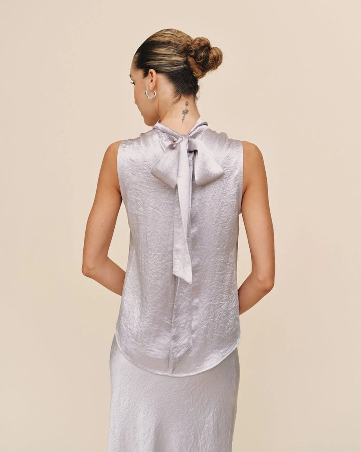 SHORT SLEEVE SCARF NECK BLOUSE - BELLA DAHL