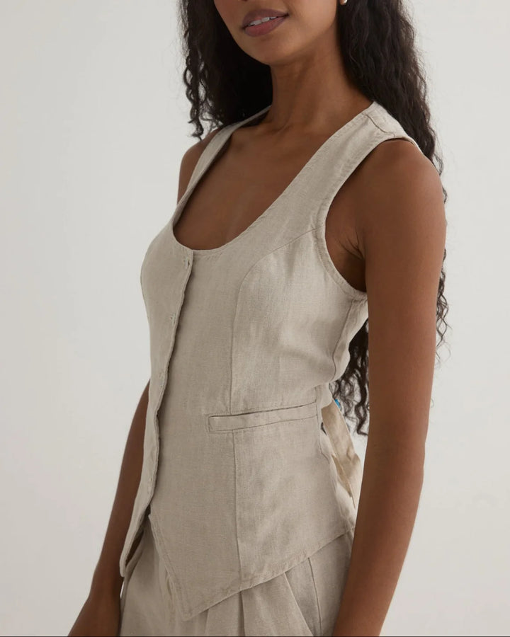 SCOOP NECK LINEN VEST - BELLA DAHL