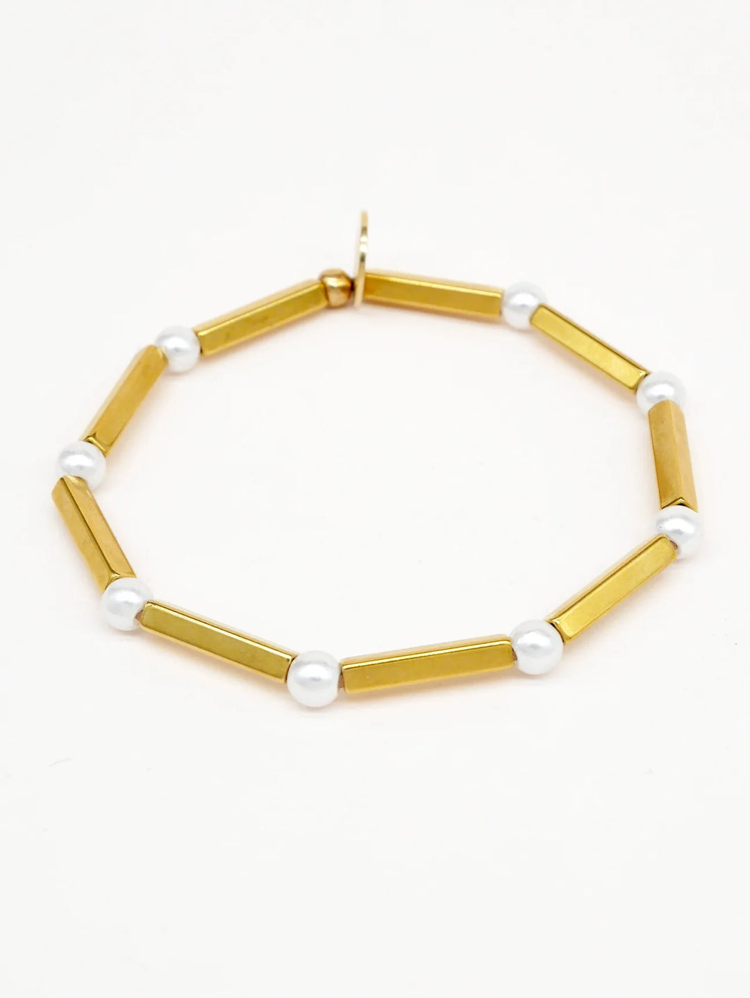 BICHOU GOLD RECTANGLE + PEARL BRACELET