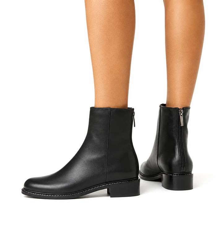 SELINA LEATHER BOOTIE (BLACK) - LA CANADIENNE