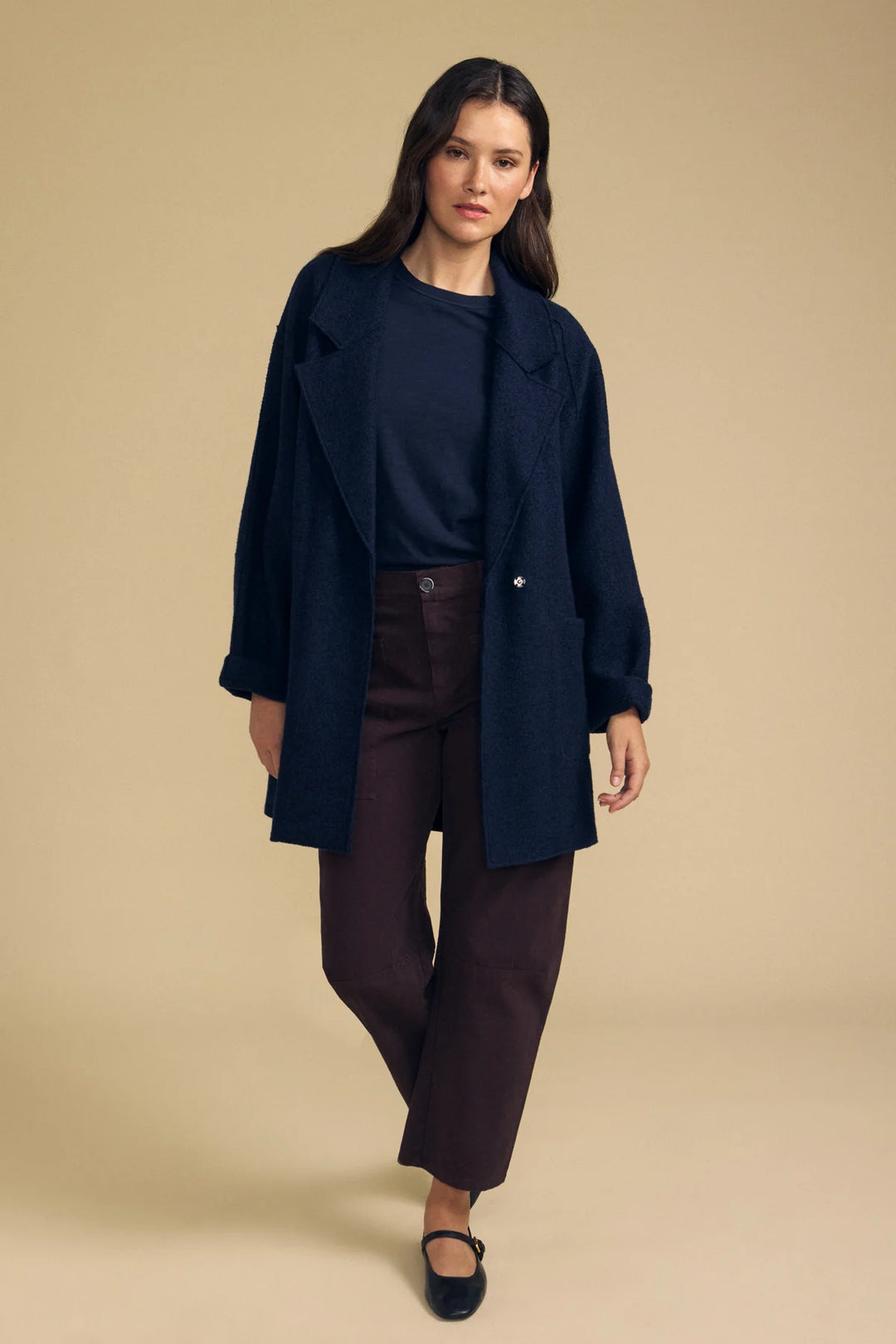 ABBY WOOL BLAZER (NAVY) - VELVET