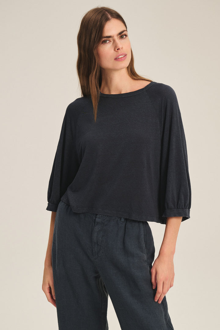 SHELLY LINEN KNIT TOP (SHADOW) - VELVET