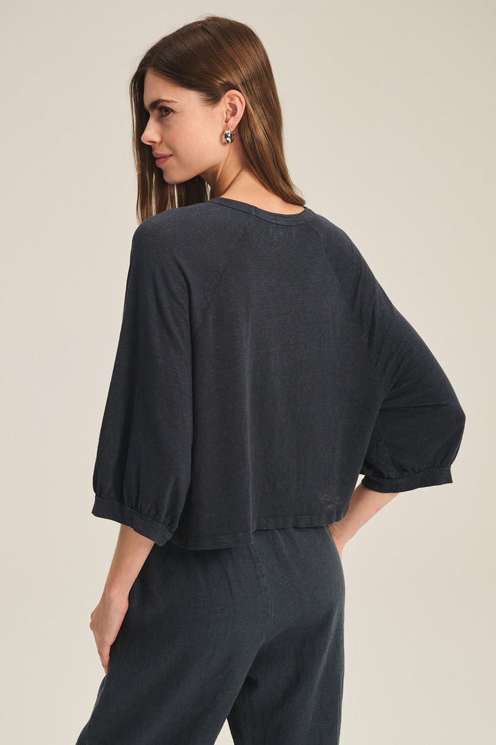SHELLY LINEN KNIT TOP (SHADOW) - VELVET