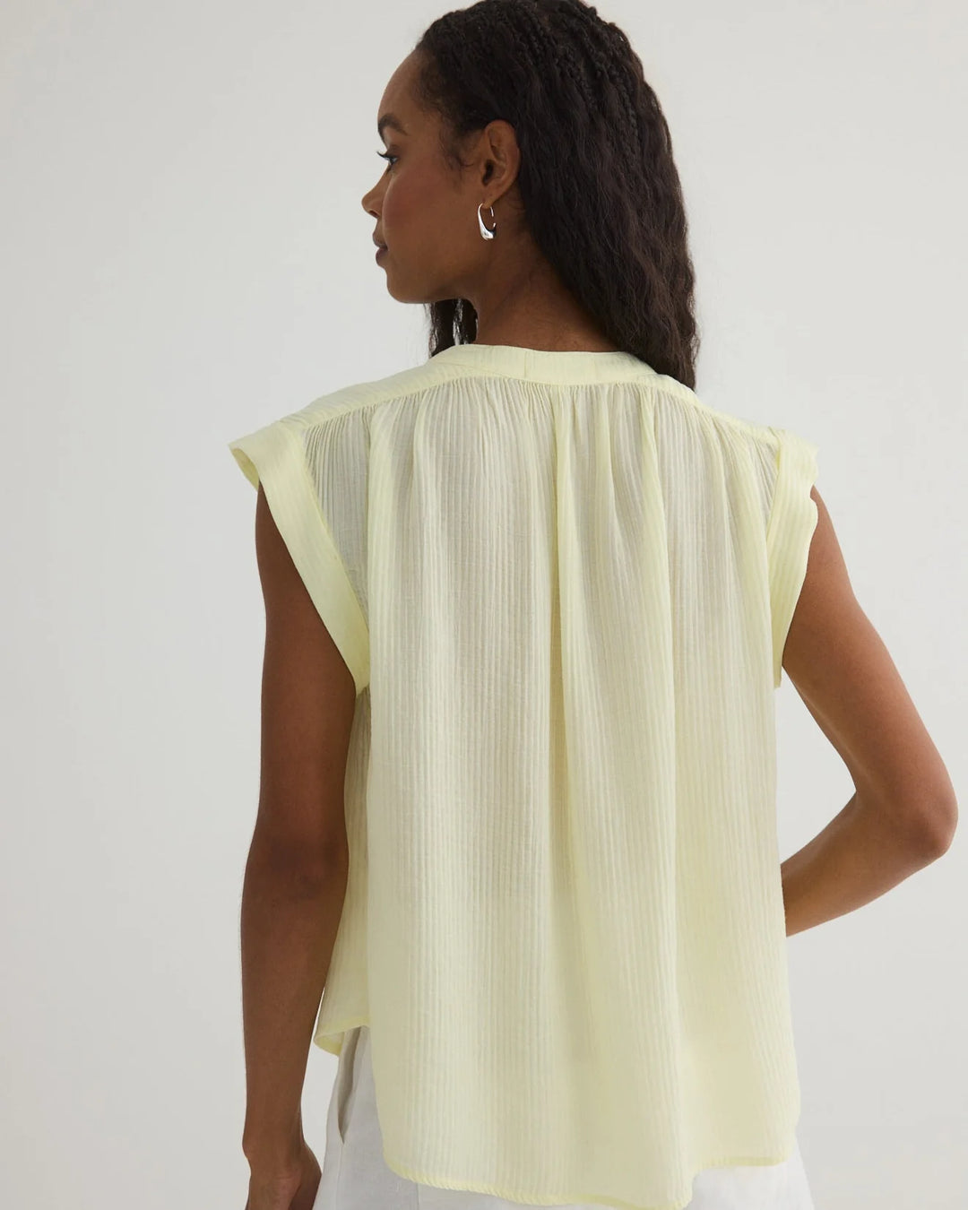 SHIRRED PULLOVER CAP SLEEVE TOP - BELLA DAHL