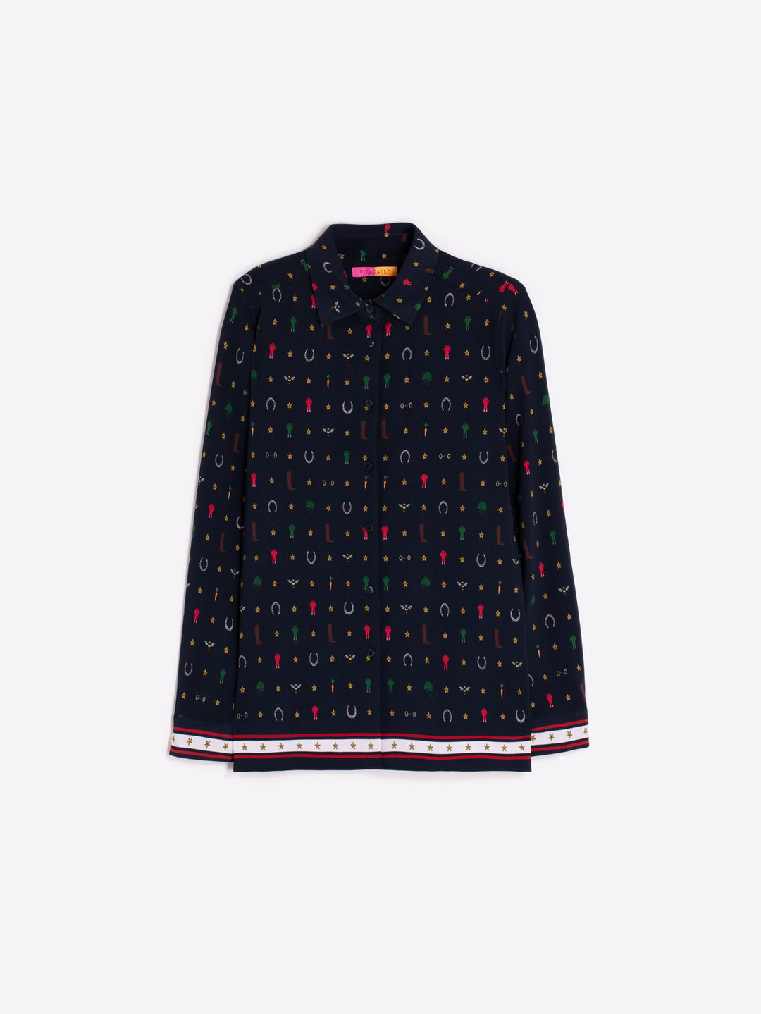 NAVY SHIRT WITH EQUESTRIAN PRINT - VILAGALLO