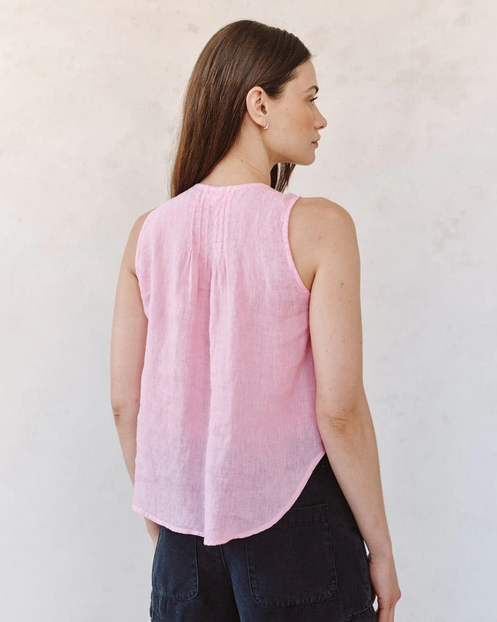 SLEEVELESS PINTUCK V-NECK TOP (ROSE BLUSH) - BELLA DAHL