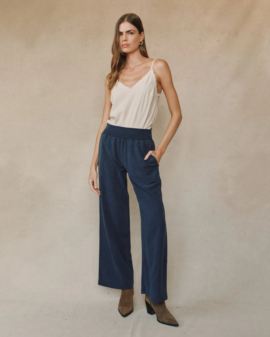SMOCKED WAIST WIDE LEG (ENDLESS SEA) - BELLA DAHL