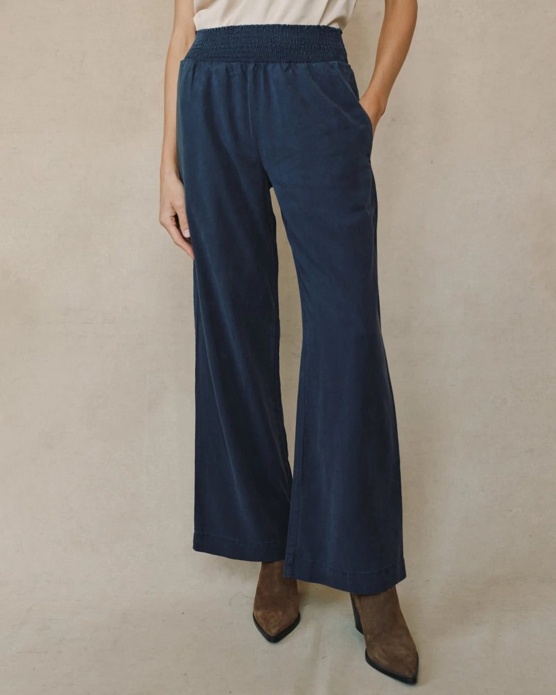 SMOCKED WAIST WIDE LEG (ENDLESS SEA) - BELLA DAHL