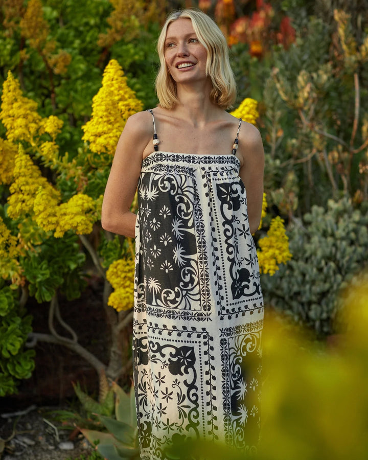 SPAGHETTI STRAP MIDI DRESS (TROPICAL BANDANA PRINT) - BELLA DAHL