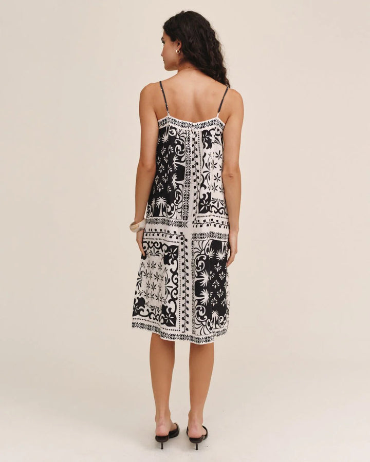 SPAGHETTI STRAP MIDI DRESS (TROPICAL BANDANA PRINT) - BELLA DAHL