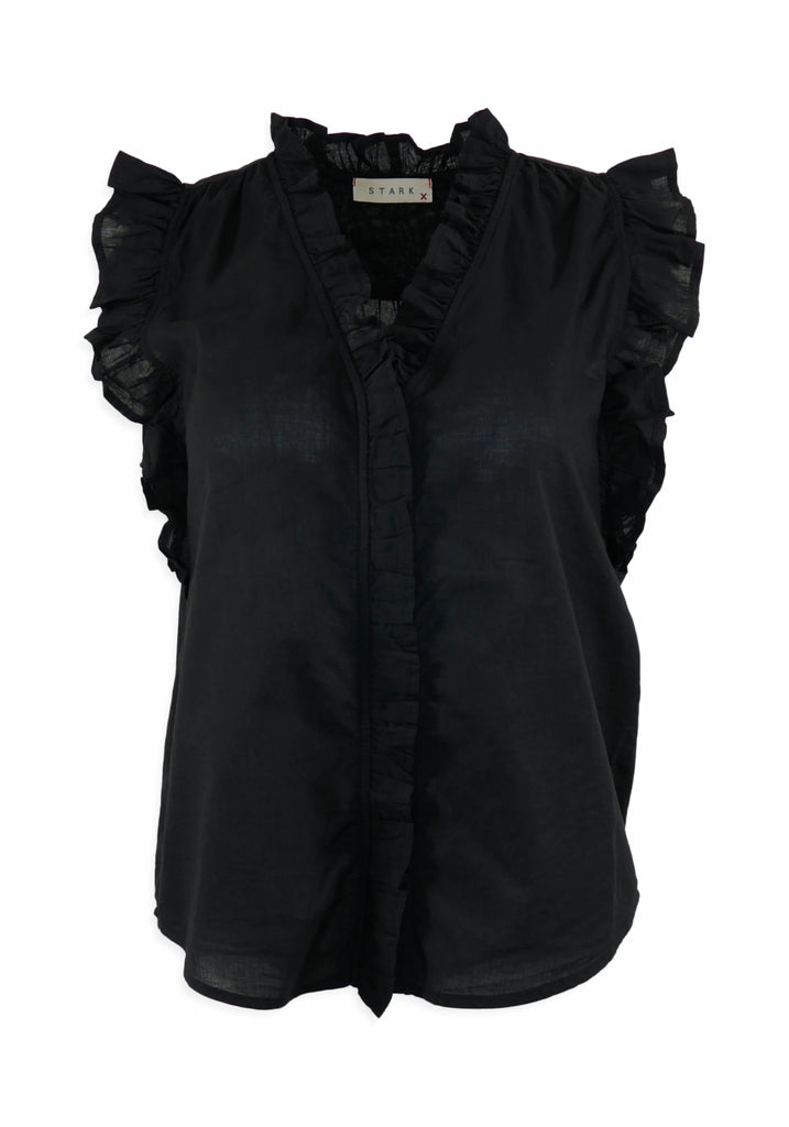 POPLIN RUFFLY SHIRT - STARK