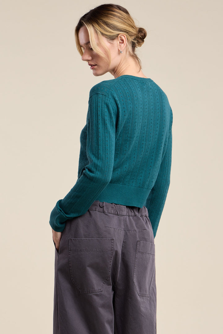 LAVINA COTTON CASHMERE SWEATER (TEAL) - VELVET