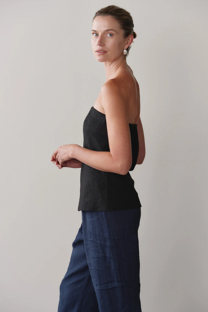 THE LINEN TUBE TOP (JET) - DONNI