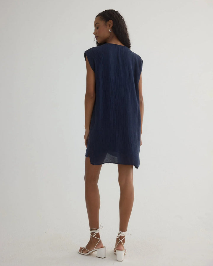 TIE FRONT V-NECK MINI DRESS - BELLA DAHL