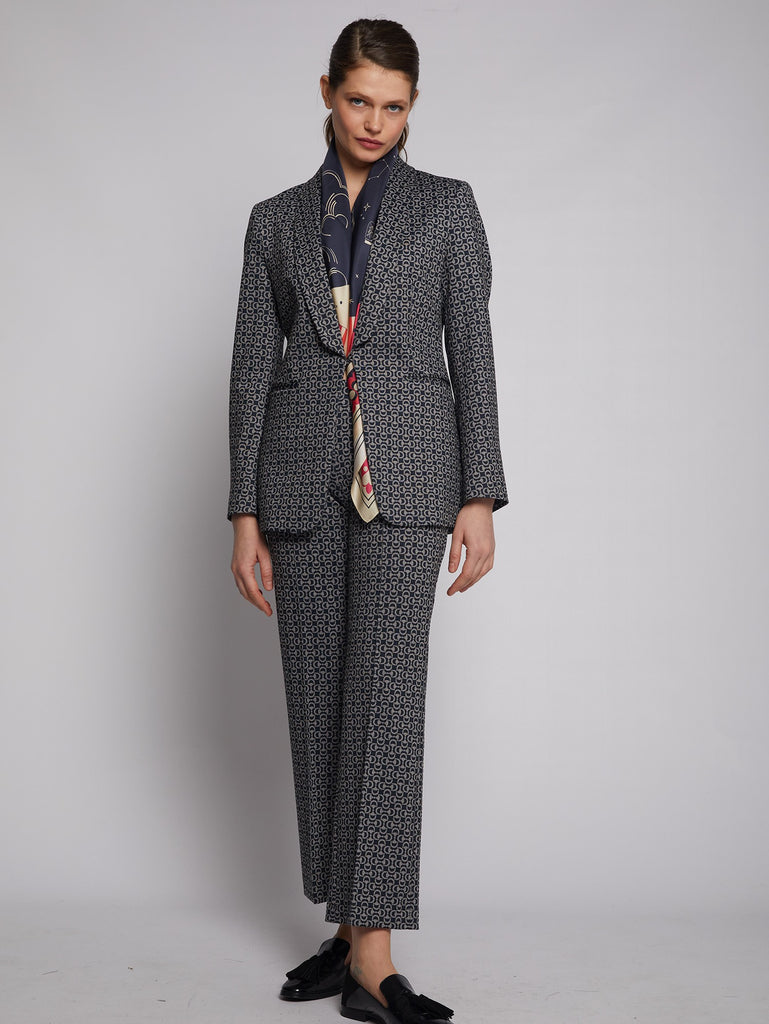 CAROLE TROUSERS (NAVY PRINT) - VILAGALLO