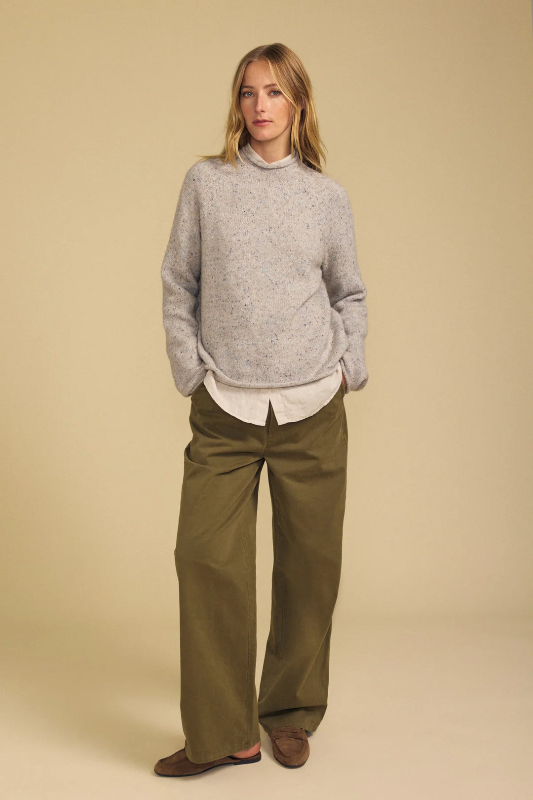 JOELLE TWEED KNIT SWEATER (OAT) - VELVET