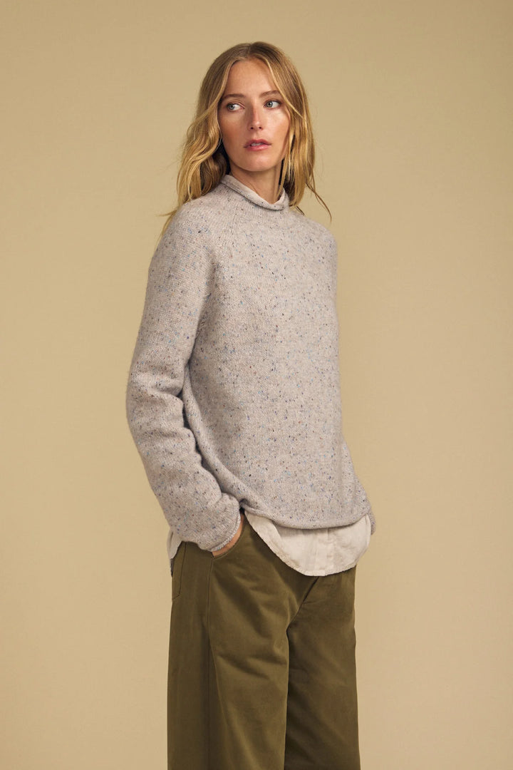 JOELLE TWEED KNIT SWEATER (OAT) - VELVET