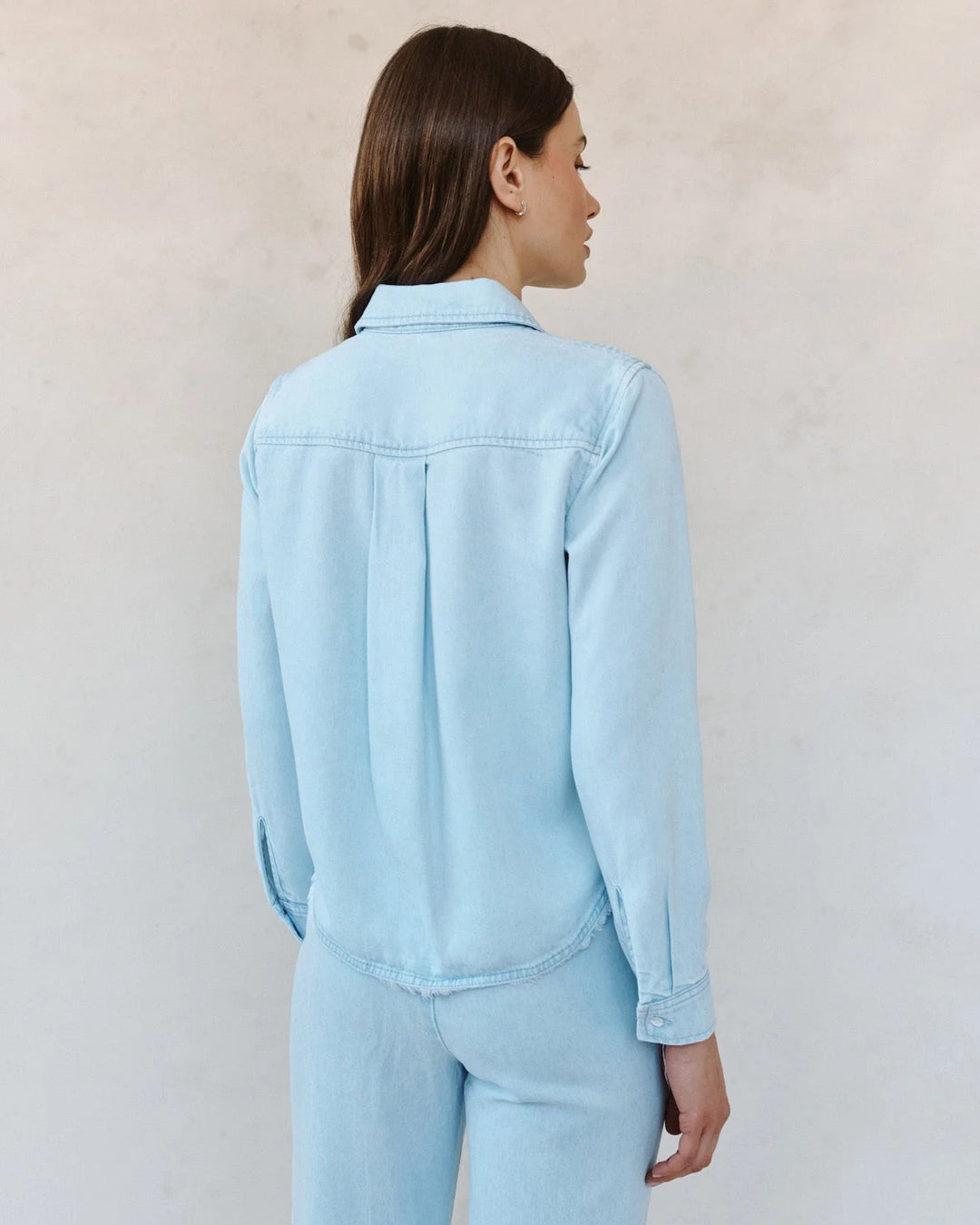 TWO POCKET FRAY HEM SHIRT (COASTAL FADE WASH) - BELLA DAHL